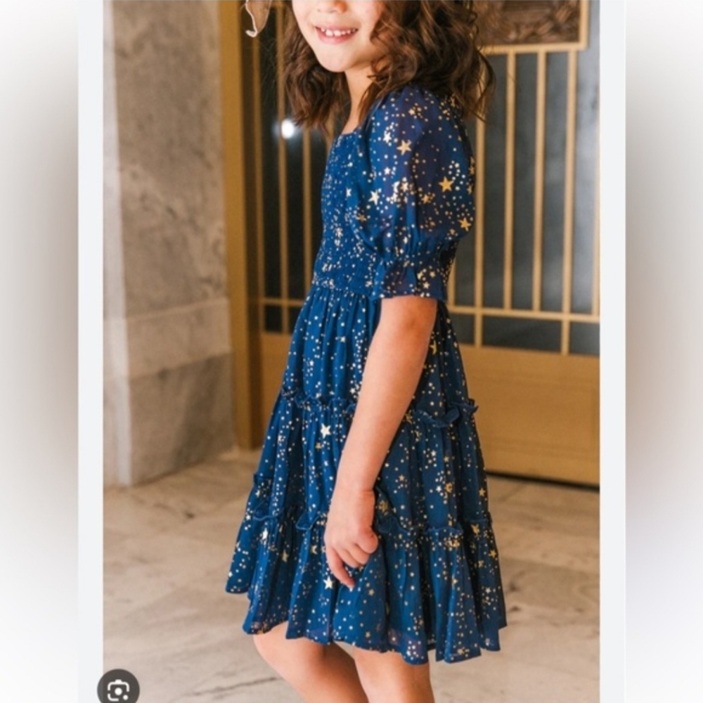Ivy City Co Starry Night Navy Blue And Gold Dress